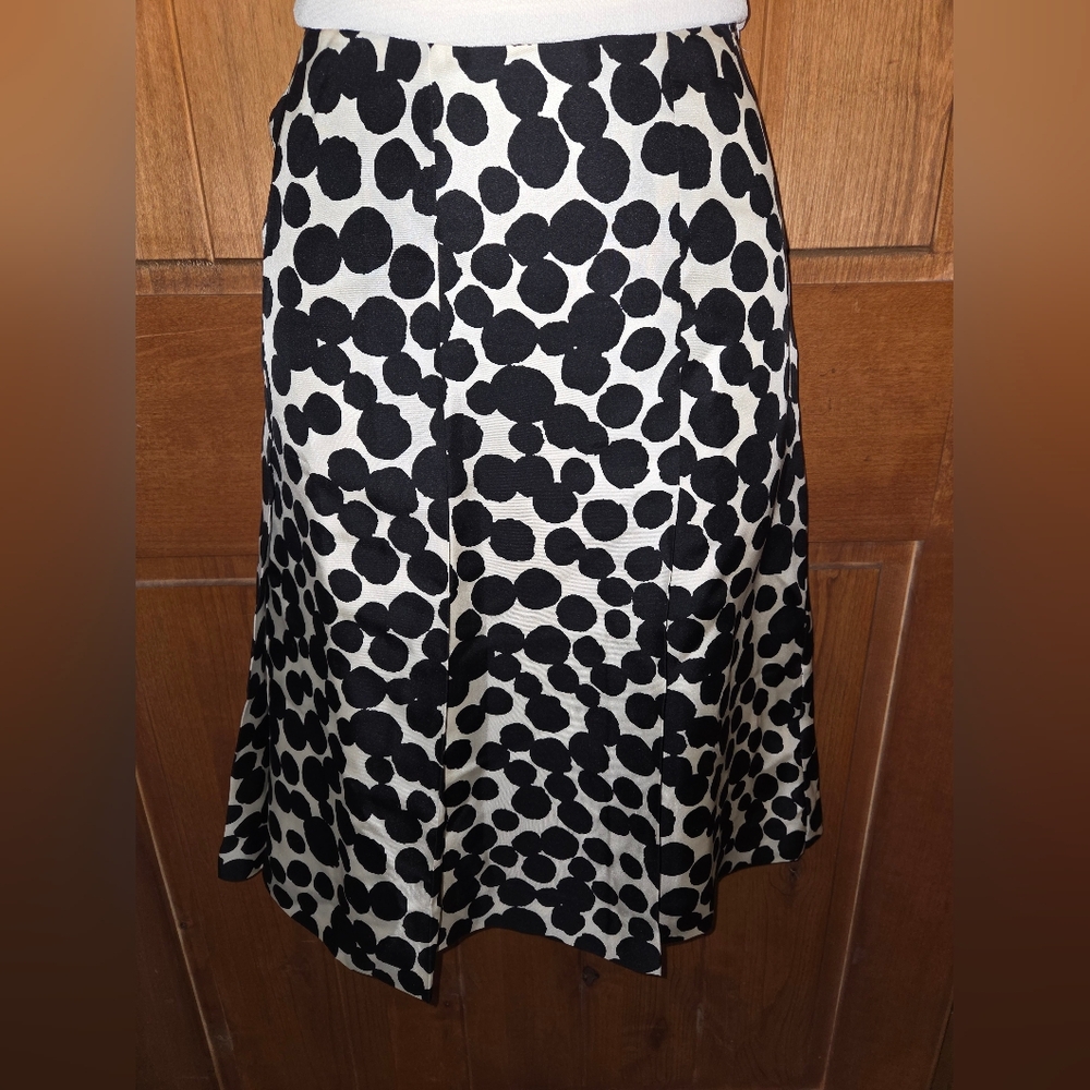 Banana Republic Black and Cream Polka Dot A-Line Skirt